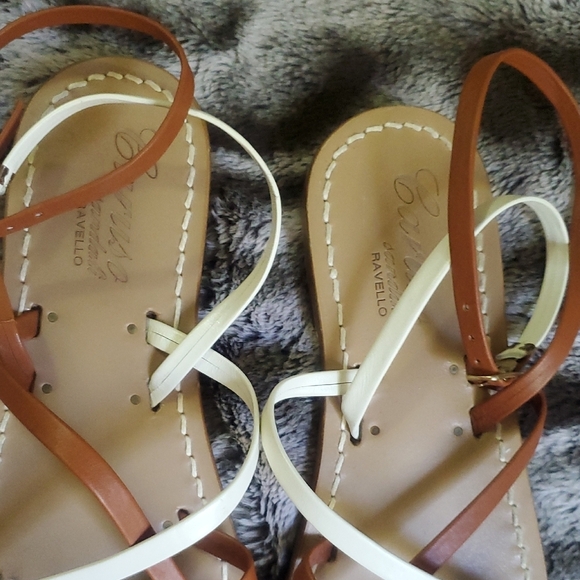 Caruso Sandali Ravello Women's Brown and White Strappy Sandals Size 37 - Picture 3 of 10